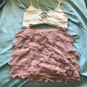 Steve Madden Rose purple ruffle mini skirt